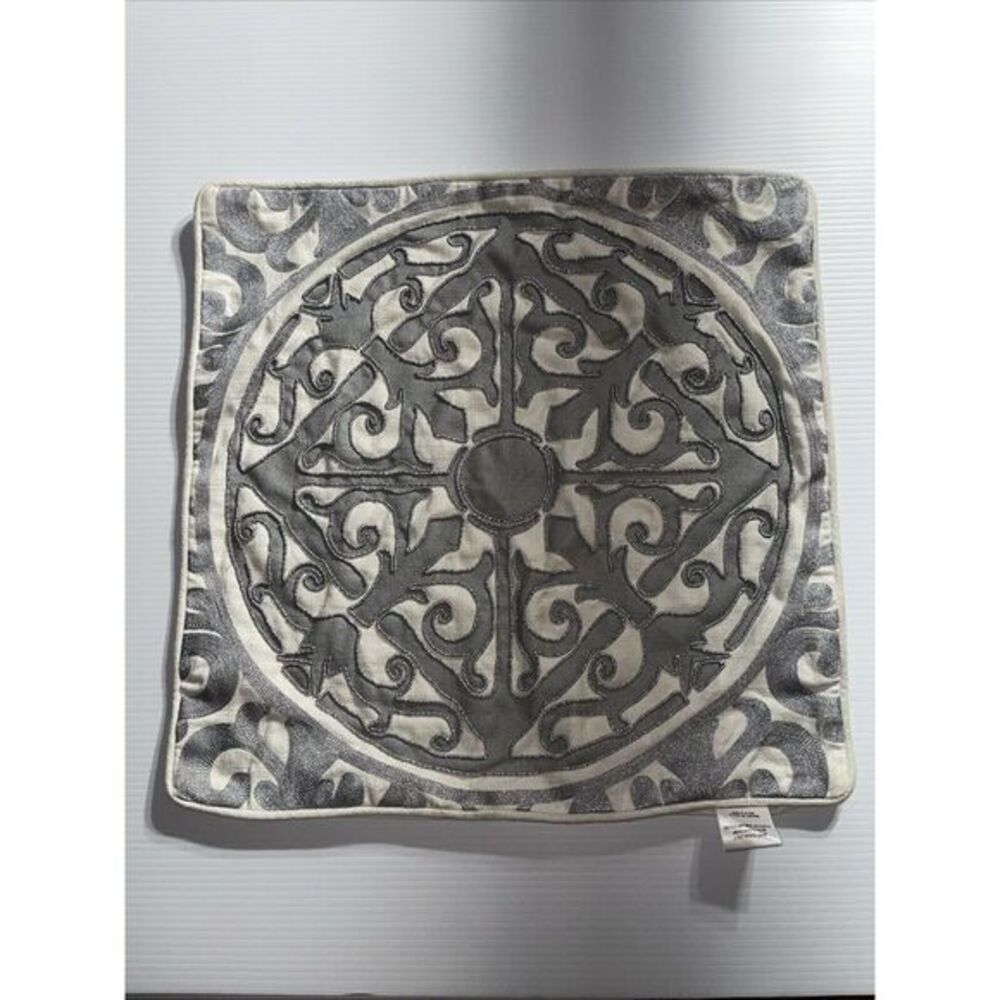 Z Gallerie Cream/Ivory Beaded Embroidery For Throw Pillow 18" X 18" W Flaw